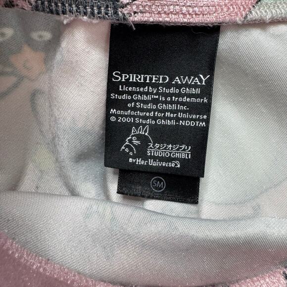 Vintage Spirited Away Studio Ghibli Pink Velvet Print Skater Skirt Size Small - Picture 7 of 9